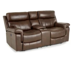 Wellsley Leather Power Reclining Console Loveseat -Franklin || DHP || PEAK Sofa Shop 810469259 2