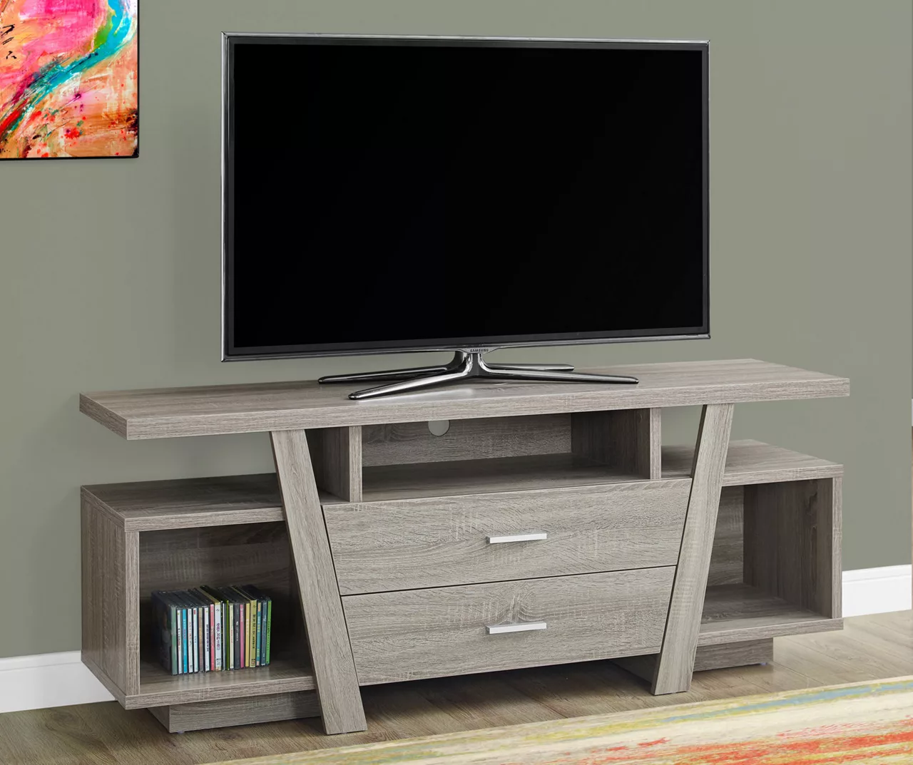 60" Dark Taupe 2-Drawer TV Stand 2 60" Dark Taupe 2-Drawer TV Stand - Image 2