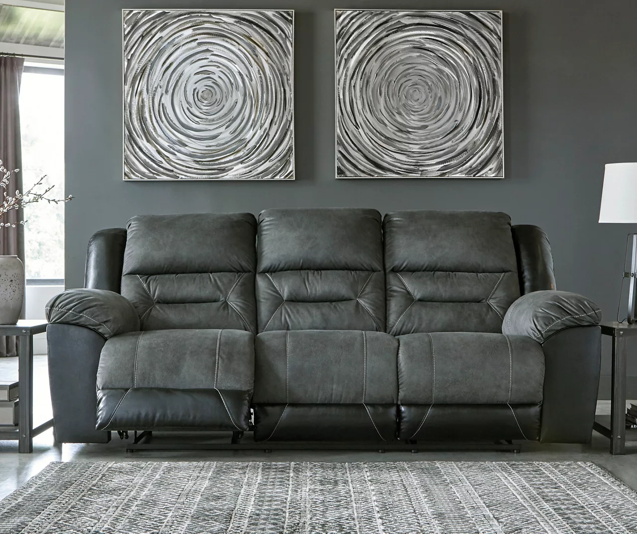 Earhart Faux Leather Reclining Sofa 5 Earhart Faux Leather Reclining Sofa - Image 5