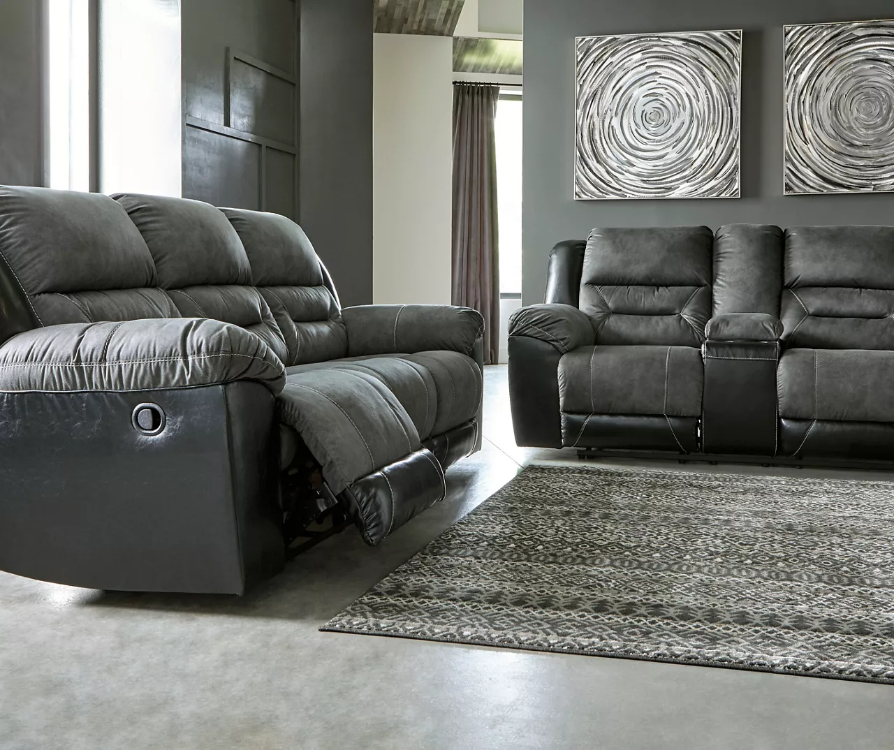 Earhart Faux Leather Reclining Sofa 2 Earhart Faux Leather Reclining Sofa - Image 2