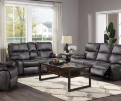 New Albany Dark Graphite Leather Look Micro Suede Swivel Reclining Glider -Franklin || DHP || PEAK Sofa Shop 810519941 10