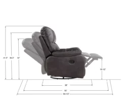New Albany Dark Graphite Leather Look Micro Suede Swivel Reclining Glider -Franklin || DHP || PEAK Sofa Shop 810519941 5