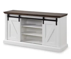 60" Dark Brown & White Barn Door TV Stand -Franklin || DHP || PEAK Sofa Shop 810523487 3