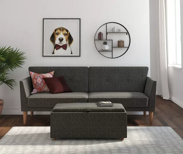 Regal Gray Linen Convertible Sleeper Futon 1 Regal Gray Linen Convertible Sleeper Futon