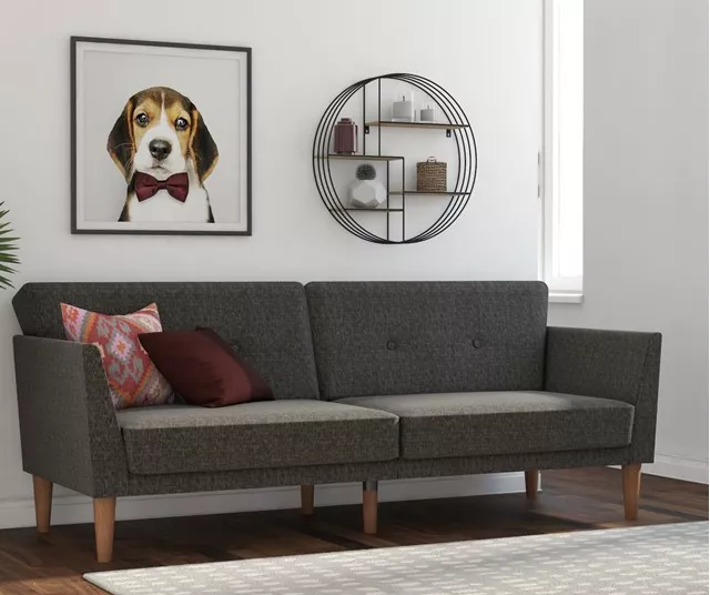 Regal Gray Linen Convertible Sleeper Futon 3 Regal Gray Linen Convertible Sleeper Futon - Image 3