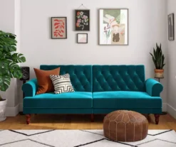 Cassidy Green Velvet Convertible Sleeper Futon -Franklin || DHP || PEAK Sofa Shop 810535627 3