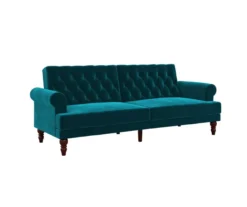 Cassidy Green Velvet Convertible Sleeper Futon -Franklin || DHP || PEAK Sofa Shop 810535627 4
