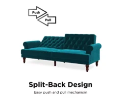 Cassidy Green Velvet Convertible Sleeper Futon -Franklin || DHP || PEAK Sofa Shop 810535627 6