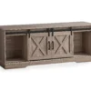 59" Dark Taupe Wood Look Sliding Barn Door TV Stand