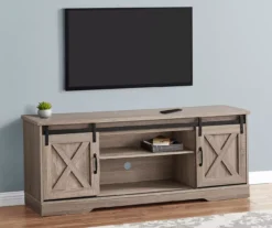 59" Dark Taupe Wood Look Sliding Barn Door TV Stand -Franklin || DHP || PEAK Sofa Shop 810535762 4