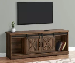 60" Reclaimed Brown Wood Look Sliding Barn Door TV Stand -Franklin || DHP || PEAK Sofa Shop 810535764 1