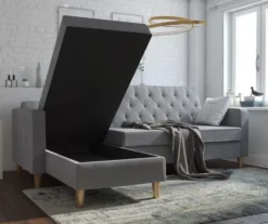 CosmoLiving Liberty Gray Chenille Sectional Storage Futon 8 CosmoLiving Liberty Gray Chenille Sectional Storage Futon -Franklin || DHP || PEAK Sofa Shop 810541025 2