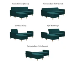 CosmoLiving Liberty Green Velvet Sectional Storage Futon -Franklin || DHP || PEAK Sofa Shop 810541026 6