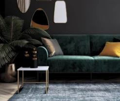 CosmoLiving Adley Teal Velvet Coil Convertible Sleeper Futon -Franklin || DHP || PEAK Sofa Shop 810541038 4