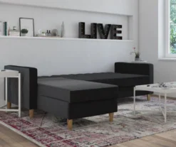 CosmoLiving Liberty Black Velvet Sectional Storage Futon 9 CosmoLiving Liberty Black Velvet Sectional Storage Futon -Franklin || DHP || PEAK Sofa Shop 810541040 3