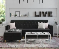 CosmoLiving Liberty Black Velvet Sectional Storage Futon 10 CosmoLiving Liberty Black Velvet Sectional Storage Futon -Franklin || DHP || PEAK Sofa Shop 810541040 4