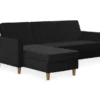 CosmoLiving Liberty Black Velvet Sectional Storage Futon