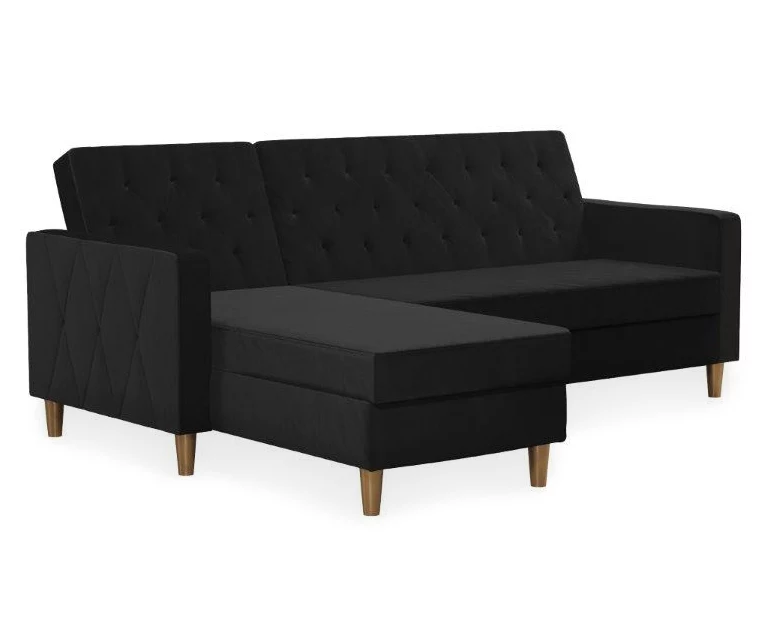 CosmoLiving Liberty Black Velvet Sectional Storage Futon 1 CosmoLiving Liberty Black Velvet Sectional Storage Futon
