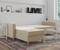 CosmoLiving Liberty Ivory Velvet Sectional Storage Futon 9 CosmoLiving Liberty Ivory Velvet Sectional Storage Futon -Franklin || DHP || PEAK Sofa Shop 810541041 3