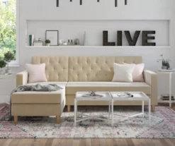 CosmoLiving Liberty Ivory Velvet Sectional Storage Futon 10 CosmoLiving Liberty Ivory Velvet Sectional Storage Futon -Franklin || DHP || PEAK Sofa Shop 810541041 4