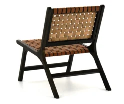 Fayme Camel Armless Leather Woven-Back Lounge Chair -Franklin || DHP || PEAK Sofa Shop 810542301 5