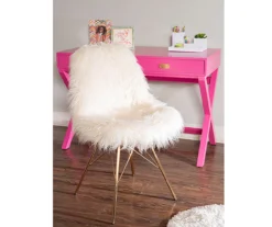 Layton Cream & Gold Faux Fur Chair -Franklin || DHP || PEAK Sofa Shop 810543311 7