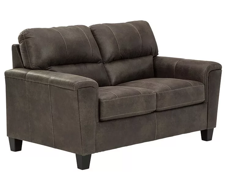 Navi Smoke Faux Leather Loveseat 2 Navi Smoke Faux Leather Loveseat - Image 2