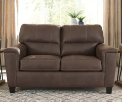 Navi Chestnut Faux Leather Loveseat -Franklin || DHP || PEAK Sofa Shop 810587484 5 1