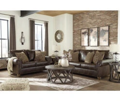 Nicorvo Coffee Faux Leather Sofa -Franklin || DHP || PEAK Sofa Shop 810594585 810594588 2