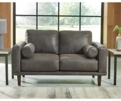 Arroyo Smoke Faux Leather Loveseat -Franklin || DHP || PEAK Sofa Shop 810594589 2 1