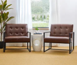 Glitzhome Modern Industrial Faux Leather Accent Chairs, 2-Pack -Franklin || DHP || PEAK Sofa Shop 810598913 A0 2