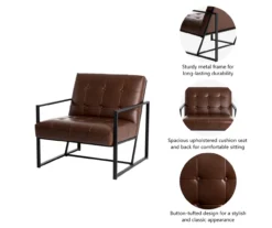 Glitzhome Modern Industrial Faux Leather Accent Chairs, 2-Pack -Franklin || DHP || PEAK Sofa Shop 810598913 A0 7