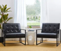 Glitzhome Modern Industrial Faux Leather Accent Chairs, 2-Pack -Franklin || DHP || PEAK Sofa Shop 810598914 A0 2