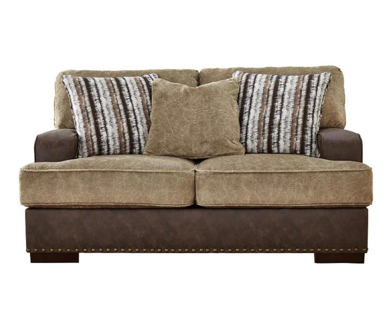 Alesbury Brown Faux Leather Loveseat 1 Alesbury Brown Faux Leather Loveseat