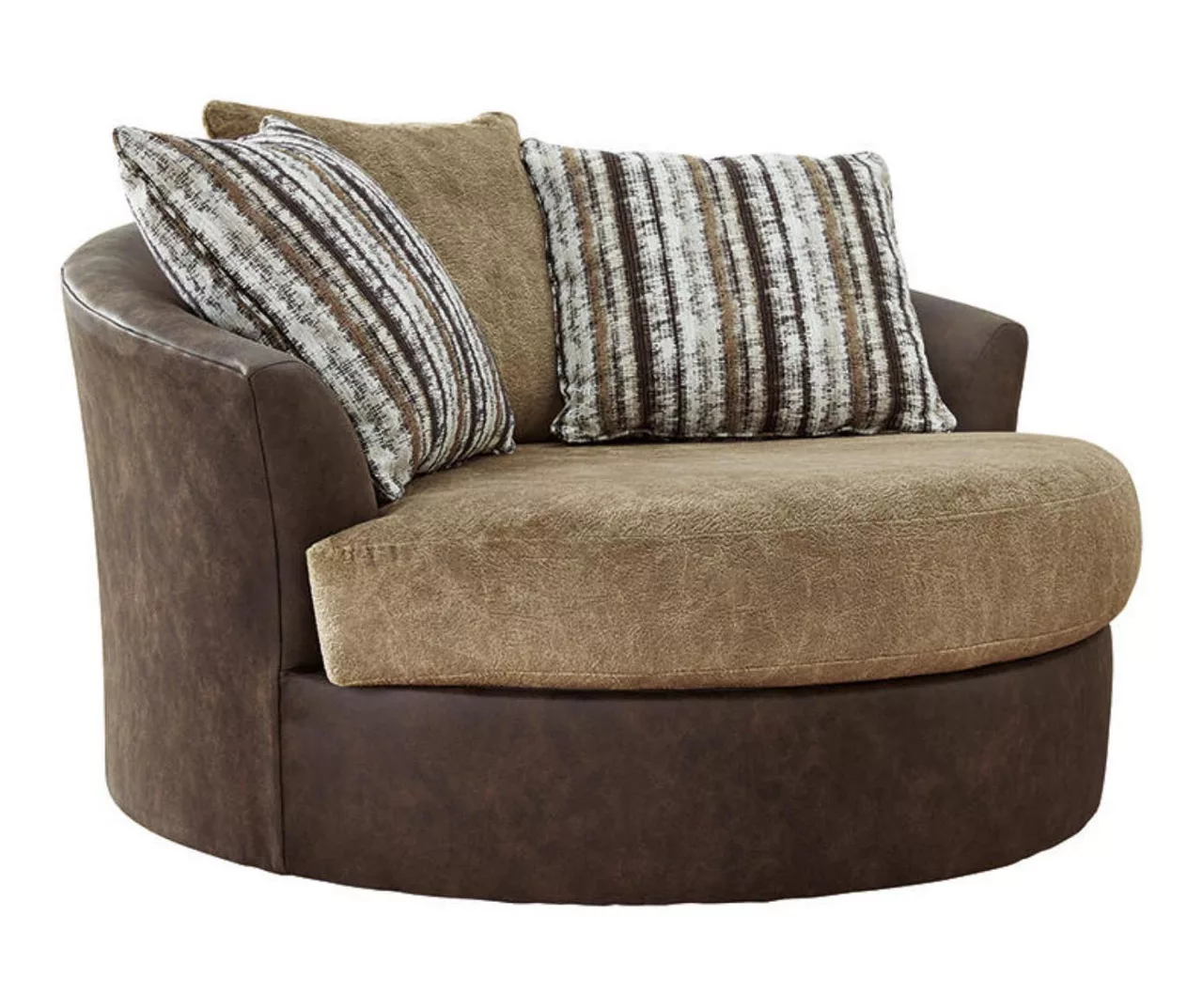 Alesbury Brown Faux Leather Oversize Swivel Accent Chair 2 Alesbury Brown Faux Leather Oversize Swivel Accent Chair - Image 2