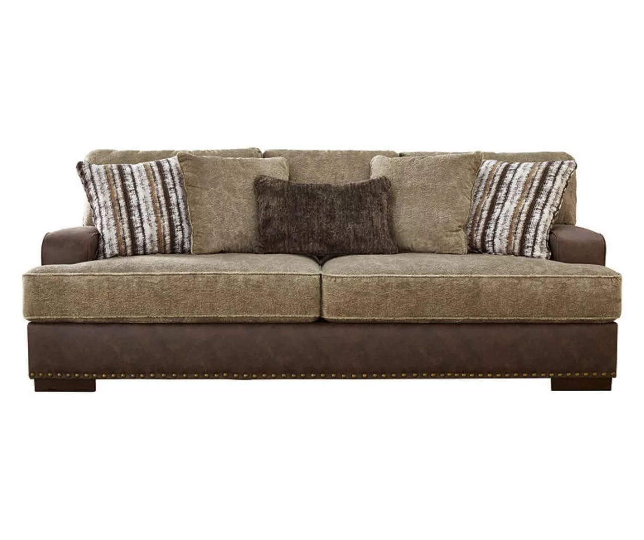 Alesbury Brown Faux Leather Sofa