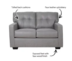 Battstone Graphite Faux Leather Loveseat -Franklin || DHP || PEAK Sofa Shop 810613203 X0 1 1