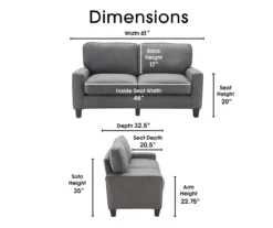 Palisades Gray Loveseat -Franklin || DHP || PEAK Sofa Shop 810659160 A0 5