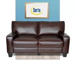 Palisades Chestnut Bonded Leather Loveseat -Franklin || DHP || PEAK Sofa Shop 810659212 A0 2