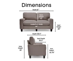 Palisades Glacial Gray Loveseat -Franklin || DHP || PEAK Sofa Shop 810659224 A0 5