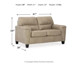 Tishen Pebble Sand Faux Leather Loveseat -Franklin || DHP || PEAK Sofa Shop 810669862 A0 3